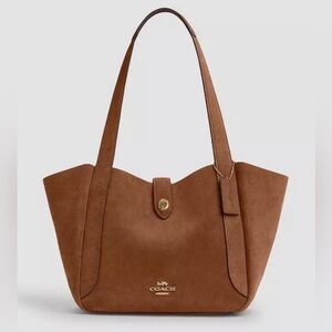 NWT Coach Hadley Turnlock Tote Bag in Sienna Brown Suede